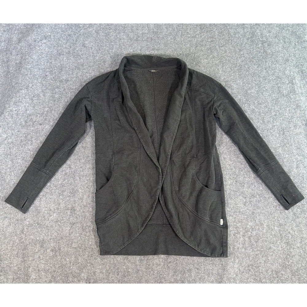 Eddie Bauer Open Front Cardigan‎ Small Gray Fleece Lined Thumbholes